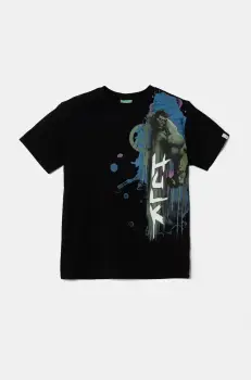 United Colors of Benetton tricou de bumbac pentru copii x Marvel culoarea negru, cu imprimeu, 35RYC10N9 imagine