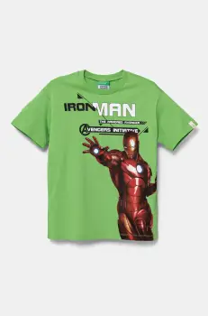 United Colors of Benetton tricou de bumbac pentru copii x Marvel culoarea verde, cu imprimeu, 35RYC10N9 imagine