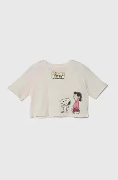 United Colors of Benetton tricou de bumbac pentru copii X Peanuts culoarea bej imagine