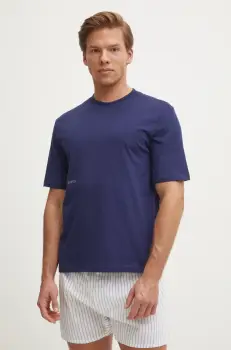 United Colors of Benetton tricou de pijama din bumbac culoarea albastru marin, neted, 30964M01W imagine