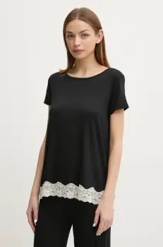 United Colors of Benetton tricou de pijama femei, culoarea negru, 3Z123M314 imagine