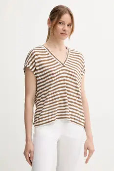 United Colors of Benetton tricou din amestec de in culoarea maro, 38O0D10A8 imagine