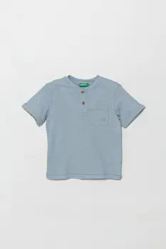 United Colors of Benetton tricou din amestec de in pentru copii neted, 3F4JG10IF imagine