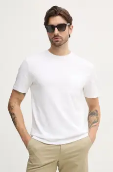 United Colors of Benetton tricou din bumbac barbati, culoarea alb, neted, 3BL0U10A8 imagine