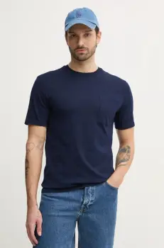 United Colors of Benetton tricou din bumbac barbati, culoarea albastru marin, neted, 3BL0U10A8 imagine