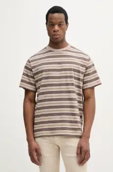 United Colors of Benetton tricou din bumbac barbati, culoarea maro, cu imprimeu, 30CXU10A0 imagine