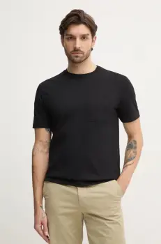 United Colors of Benetton tricou din bumbac barbati, culoarea negru, neted, 3BL0U10A8 imagine