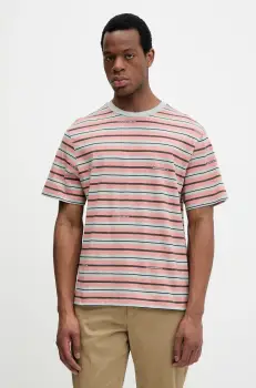 United Colors of Benetton tricou din bumbac barbati, culoarea portocaliu, cu imprimeu, 30CXU10A0 imagine