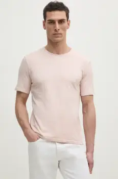 United Colors of Benetton tricou din bumbac barbati, culoarea roz, neted, 3JE1J19A5 imagine