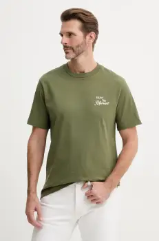 United Colors of Benetton tricou din bumbac barbati, culoarea verde, cu imprimeu, 34BNU10AP imagine