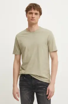 United Colors of Benetton tricou din bumbac barbati, culoarea verde, neted, 3JE1J19A5 imagine