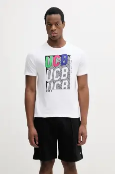 United Colors of Benetton tricou din bumbac barbati, culoarea violet, cu imprimeu, 3I1XU1096 imagine