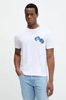 United Colors of Benetton tricou din bumbac barbati, culoarea violet, cu imprimeu, 3I1XU1096 imagine