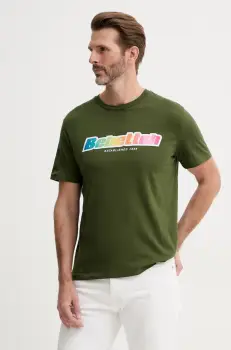 United Colors of Benetton tricou din bumbac barbati, culoarea violet, cu imprimeu, 3I1XU1096 imagine