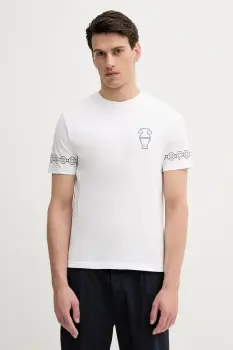 United Colors of Benetton tricou din bumbac culoarea alb, cu imprimeu, 3BL0U10AF imagine