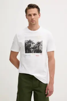 United Colors of Benetton tricou din bumbac culoarea alb, cu imprimeu, 3BL0U10AG imagine