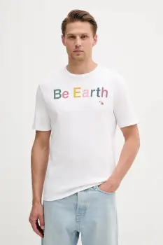 United Colors of Benetton tricou din bumbac culoarea alb, cu imprimeu, 3BL0U10AG imagine