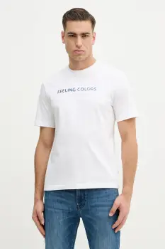 United Colors of Benetton tricou din bumbac culoarea alb, cu imprimeu, 3MI5U10BD imagine