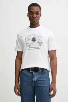 United Colors of Benetton tricou din bumbac culoarea alb, cu imprimeu, 3MI5U10BG imagine