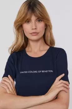United Colors of Benetton Tricou din bumbac culoarea albastru marin imagine