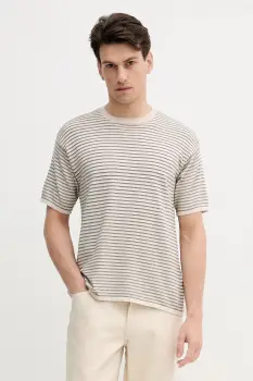 United Colors of Benetton tricou din bumbac culoarea bej, cu imprimeu, 1195K109V imagine