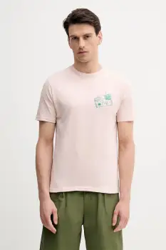 United Colors of Benetton tricou din bumbac culoarea bej, cu imprimeu, 3BL0U10AF imagine