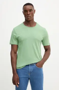 United Colors of Benetton tricou din bumbac culoarea bej, uni, 3JE1J19A5 imagine