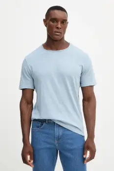 United Colors of Benetton tricou din bumbac culoarea bej, uni, 3JE1J19A5 imagine