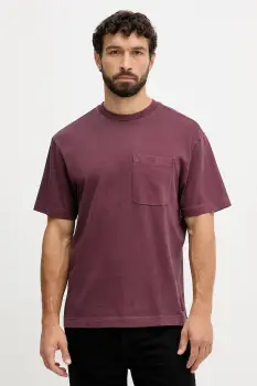 United Colors of Benetton tricou din bumbac culoarea bordo, uni, 3ZITU10AV imagine