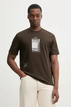 United Colors of Benetton tricou din bumbac culoarea maro, cu imprimeu, 3MI5U10BG imagine