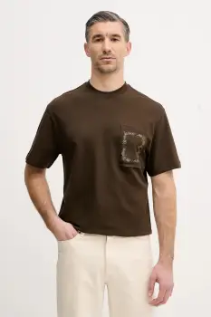 United Colors of Benetton tricou din bumbac culoarea maro, uni, 3MI5U10B5 imagine