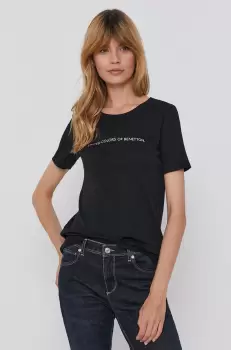 United Colors of Benetton Tricou din bumbac culoarea negru imagine