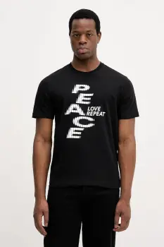 United Colors of Benetton tricou din bumbac culoarea negru, cu imprimeu, 3MI5U10BD imagine