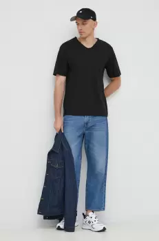 United Colors of Benetton tricou din bumbac culoarea negru, neted imagine