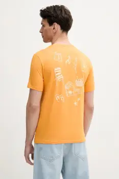 United Colors of Benetton tricou din bumbac culoarea portocaliu, cu imprimeu, 3BL0U10AF imagine