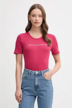 United Colors of Benetton tricou din bumbac culoarea rosu, 3GA2E16A2 imagine