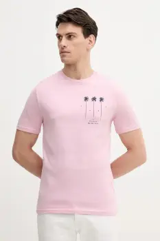 United Colors of Benetton tricou din bumbac culoarea roz, cu imprimeu, 3BL0U10AF imagine