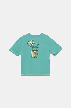 United Colors of Benetton tricou din bumbac culoarea turcoaz, cu imprimeu, 3I1XC10P6 imagine