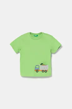 United Colors of Benetton tricou din bumbac culoarea verde, cu imprimeu, 3I1XG10J6 imagine