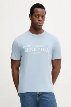 United Colors of Benetton tricou din bumbac culoarea violet, cu imprimeu, 3I1XU1096 imagine