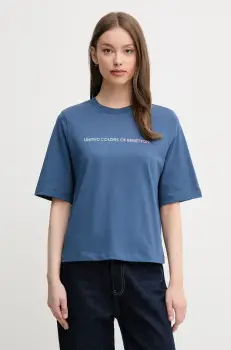 United Colors of Benetton tricou din bumbac femei, culoarea bleumarin, 3BL0D109D imagine