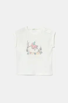United Colors of Benetton tricou din bumbac pentru bebelusi culoarea alb, 3I1XA106A imagine
