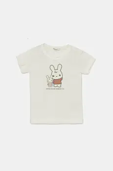 United Colors of Benetton tricou din bumbac pentru bebelusi culoarea alb, cu imprimeu, 3I9WA1062 imagine