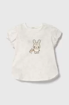 United Colors of Benetton tricou din bumbac pentru bebelusi culoarea bej imagine