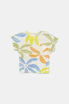 United Colors of Benetton tricou din bumbac pentru bebelusi culoarea bej, cu imprimeu, 3O7SA106E imagine