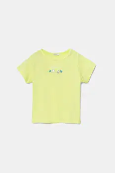 United Colors of Benetton tricou din bumbac pentru bebelusi culoarea galben, 3I1XA1067 imagine