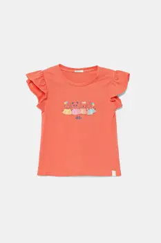 United Colors of Benetton tricou din bumbac pentru bebelusi culoarea portocaliu, 3096A106F imagine