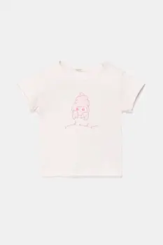 United Colors of Benetton tricou din bumbac pentru bebelusi culoarea roz, 3I1XA1069 imagine