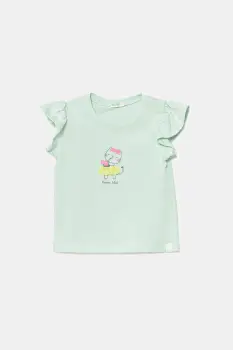 United Colors of Benetton tricou din bumbac pentru bebelusi culoarea verde, 3096A106F imagine