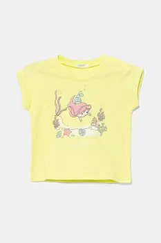 United Colors of Benetton tricou din bumbac pentru bebelusi culoarea verde, 3I1XA106A imagine